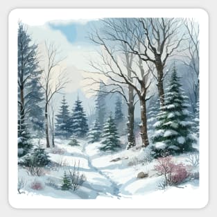 Winter Forest Road Winter Landscape Sticker